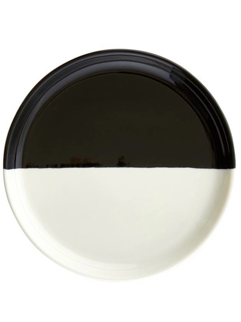 NEW Two-Tone Round Ceramic Plate - Black and White